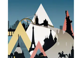 fototapet sightseeing komar tip colaj 300 280 cm