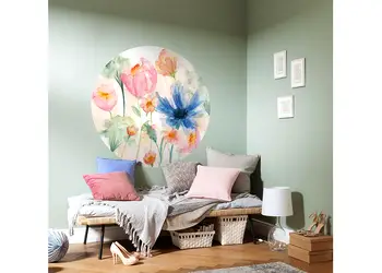 fototapet rotund model floral pastel