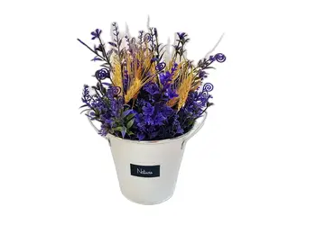 galetusa alba0cu flori artificiale mov si spice grau