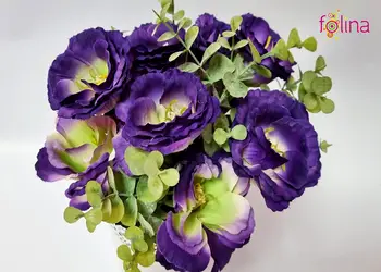 flori artificiale mov in vas metalic alb