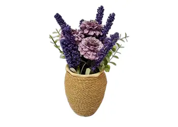 ghiveci ceramic cu flori artificiale mov folina