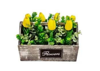 ladita decorativa cu lalele galbene