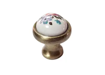 maner mobila metalic buton alb cu flori