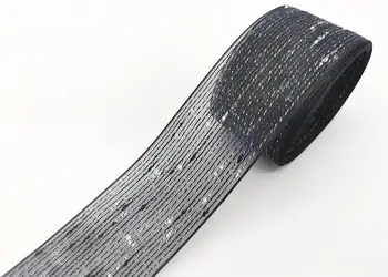 panglica decorativa folina negru transparent 4 cm 10 metri