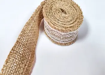 banda iuta cu dantela alba