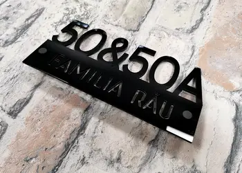 Simulare placuta adresa acril negru onyx 1