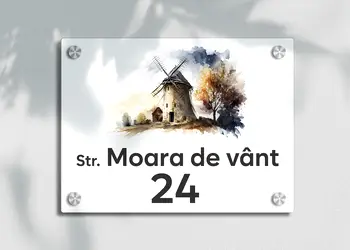 placuta cu numar si adresa model printat uv colorata acril alb s00