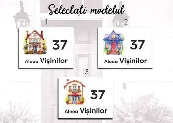 placuta cu numar si adresa model printat uv colorata model casuta acril alb s00