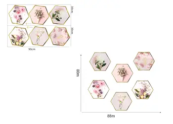set 6 stickere hexagoane cu motive florale