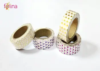 set 4 role washi tape cu buline colorate