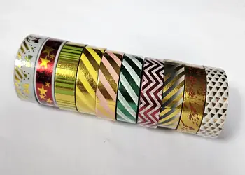 set 10 benzi washi tape modele metalice