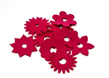 set 10 decoratiuni creative din pasla cu flori magenta pentru activitati craft s00