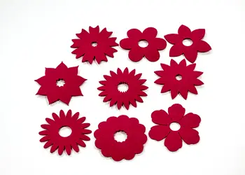 set 10 decoratiuni creative din pasla cu flori magenta pentru activitati craft s00