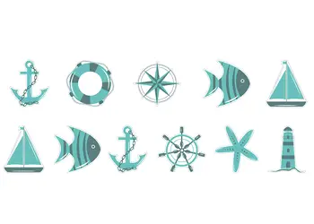 set 11 stickere faianta folina decor marin turcoaz