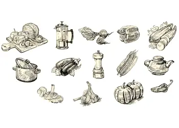 set 14 stickere bucatarie cuisine vintage s0