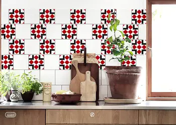 set 18 stickere faianta igit folina model negru rosu