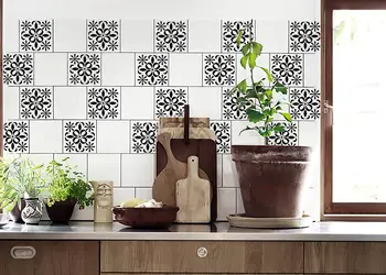 set 18 stickere faianta tea folina model negru