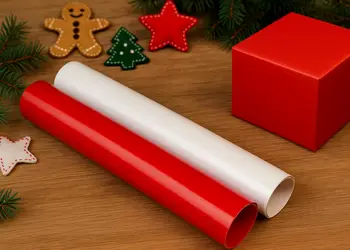 set 2 role autocolant alb si rosu pentru decoratiuni craciun