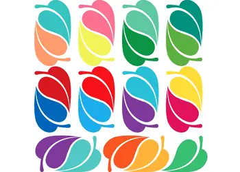 set 24 stickere frunze colorate autoadezive multicolor