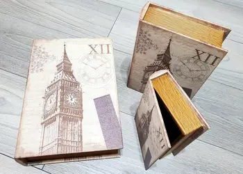 set 3 cutii decorative din lemn london