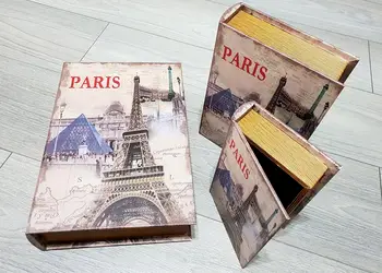 set 3 cutii decorative din lemn paris