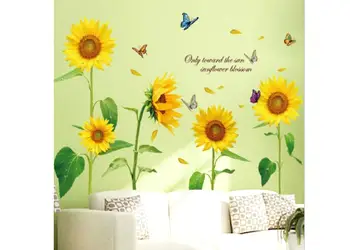 set 4 stickere floarea soarelui folina flori si fluturi