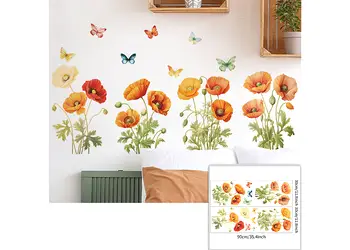 set 4 stickere flori maci si fluturi