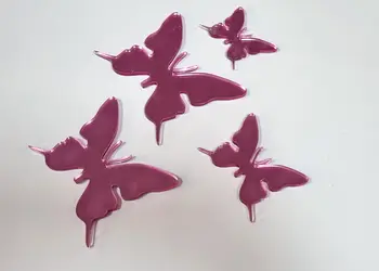 set 4 stickere oglinda fluturi roz