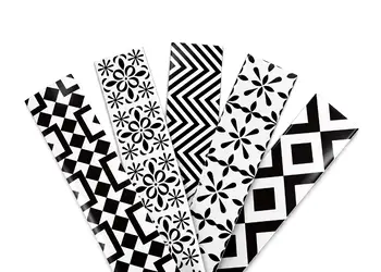 set 5 borduri decorative cu modele geometrice alb negru
