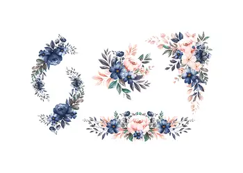 set 5 stickere flori decoaratiune pentru perete si mobila