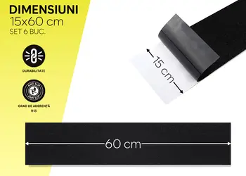 set 6 benzi antideparante pentru scari si podele granulatie grosiera roller 15x60 s00