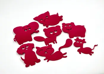 set 7 decoratiuni creative din pasla cu animale pentru activitati craft s00