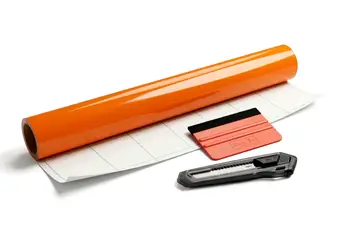 set autocolant mobila portocaliu lucios cu racleta si cutter
