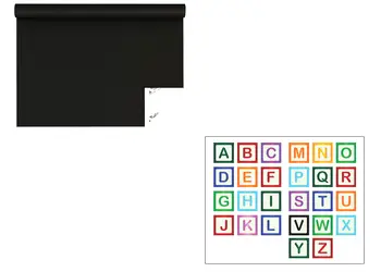 set autocolant tabla de scris cu creta si stickere alfabet folina