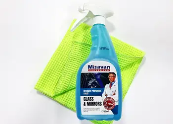 set de curatare geamuri si suprafete sticla laveta microfibra si solutie 44