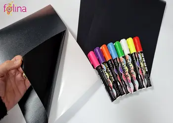 coli a4 folie tabla de scris neagra cu set markere colorate