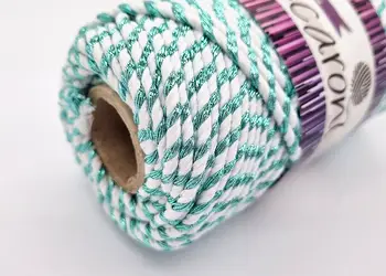 snur decorativ alb turcoaz metalic
