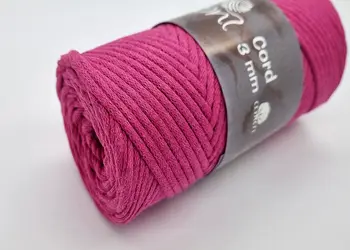 cotton cord snur din bumbac roz inchis