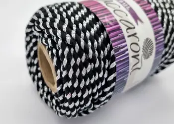 snur decorativ glitter negru argintiu