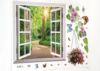 sticker 3d fereastra padure
