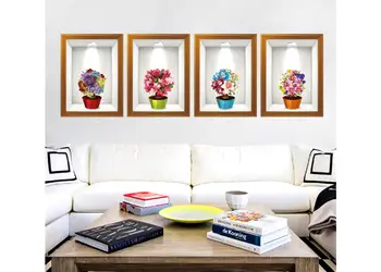 sticker 3d vaza flori colorate