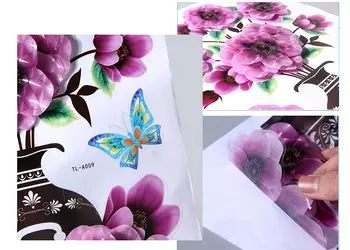 sticker 3d vaza cu flori mov