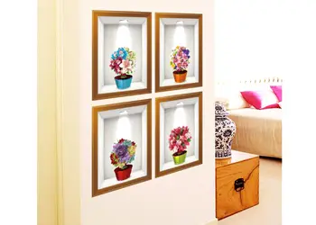 sticker 3d vaza flori colorate