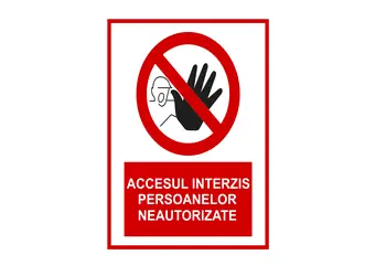 sticker acces interzis persoane neautorizate 15 23 cm