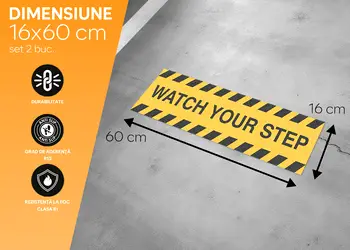 sticker antiderapant podea watch your step autoadeziv granulatie grosiera set folina s00