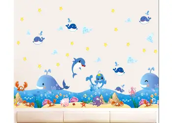 sticker baie decor marin albastru