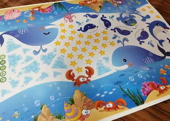 sticker baie decor marin albastru