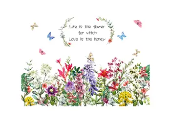 sticker bordura decorativa cu flori de camp multicolore