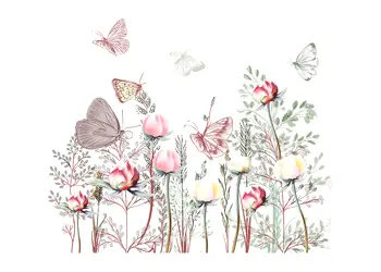 sticker bordura decorativa cu flori si fluturi folina fxc255