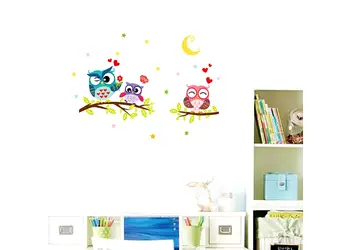 sticker bufnite pe creanga folina multicolo